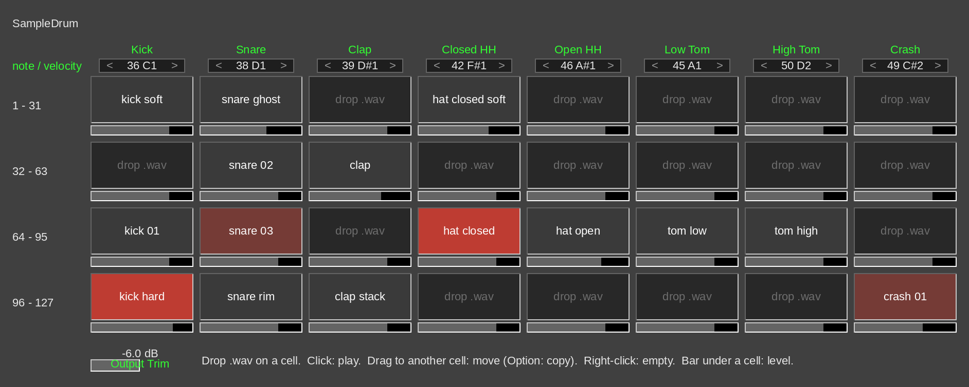 The SampleDrum interface